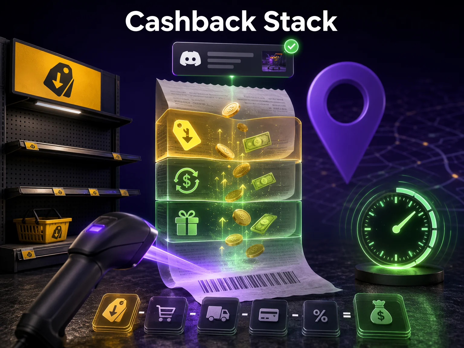 Cashback stack, DealHawk infographic
